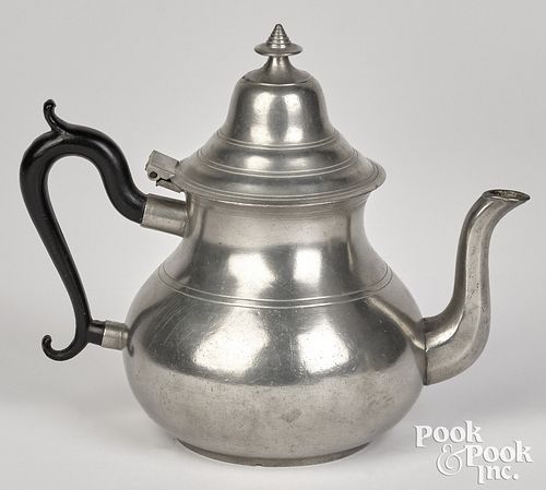 Beverly, Massachusetts pewter teapot, ca. 1840