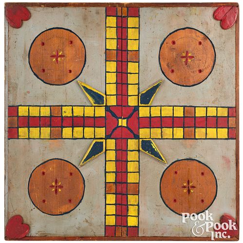 Painted Parcheesi gameboard, early 20th c.