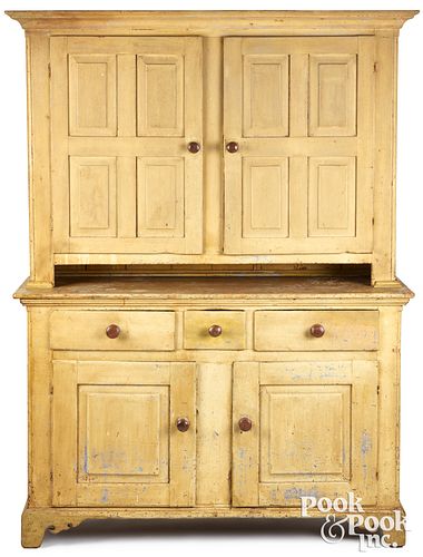 Pennsylvania painted pine two-part Dutch cupboard