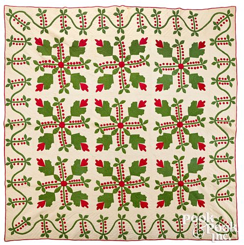 Floral and berry vine quilt 19th c.
