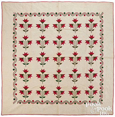 Carollina Lily appliqué quilt, 19th c