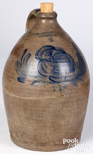 Pennsylvania four gallon stoneware jug, 19th c.