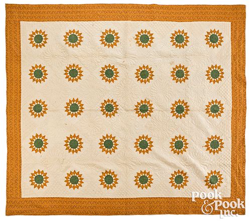 Large sunflower quilt, 19th c.