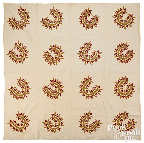 Crown of thorns appliqué quilt, 19th c.