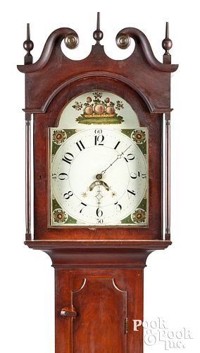 Pennsylvania cherry tall case clock, early 19th c.