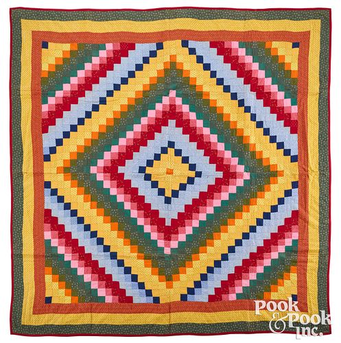 Vibrant trip around the world quilt, late 19th c.