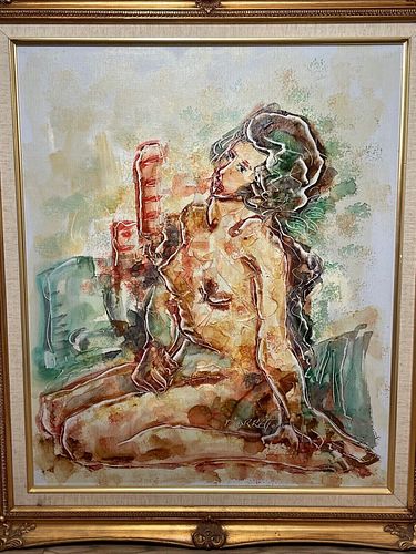"POSING NUDE LADY" OIL PAINTING