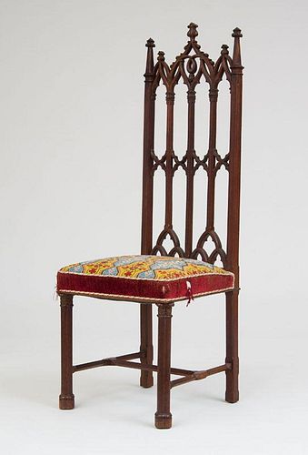GOTHIC REVIVAL WALNUT SIDE CHAIR