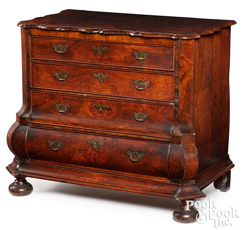 Italian burl walnut chest of drawers, late 18th c.