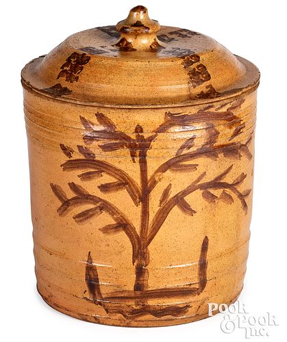 Union County, Pennsylvania redware jar and cover