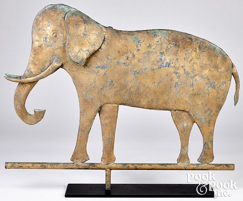 Swell-bodied copper elephant weathervane, 20th c.,
