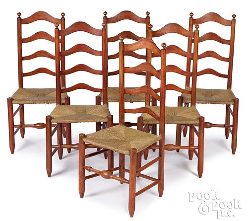 Set of six Pennsylvania ladderback dining chairs