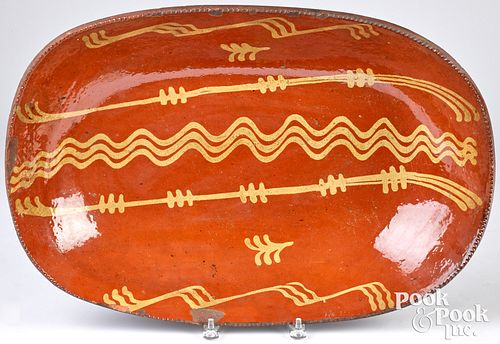 Pennsylvania slip decorated redware loaf dish