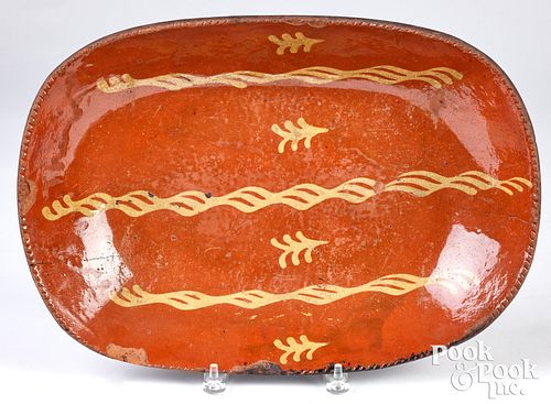 Pennsylvania slip decorated redware loaf dish