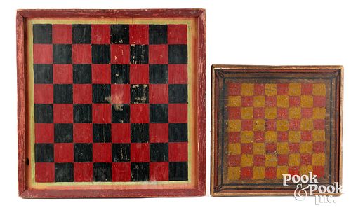 Two painted pine gameboards, ca. 1900