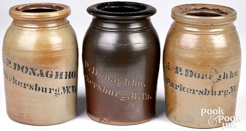 Three West Virginia stoneware wax sealers, 19th c.