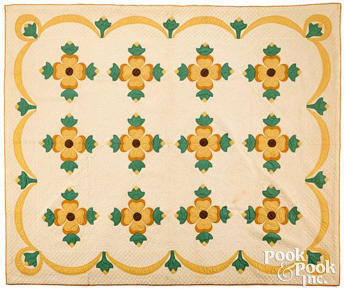Floral quilt, late 19th c.