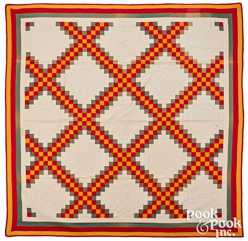 Bold Irish chain patchwork quilt, early 20th c.