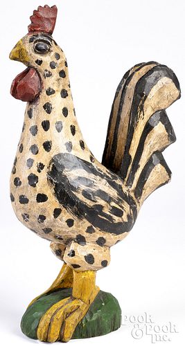 D.M. Ludwig large polychrome rooster carving