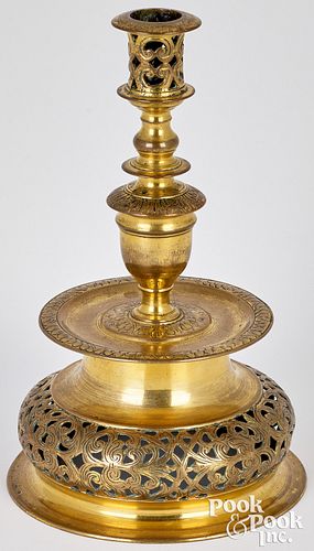 Nuremberg, Germany engraved brass candlestick