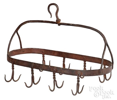 American wrought iron drying rack, 18th c.