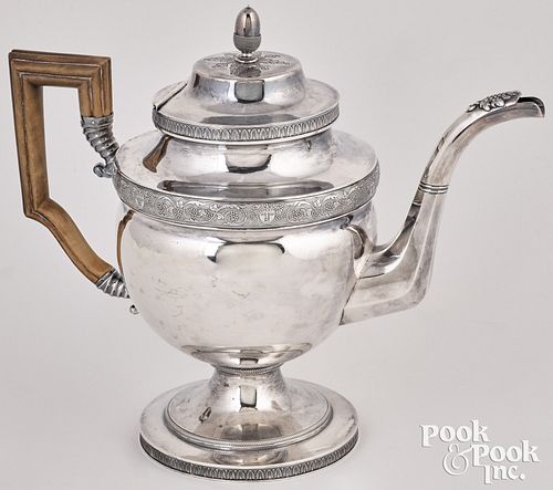 Philadelphia coin silver coffee pot, ca. 1825