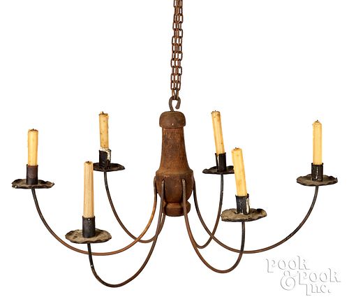 Wood and tin chandelier, 19th c.