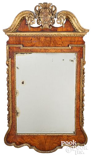 Walnut veneer and giltwood Constitution mirror