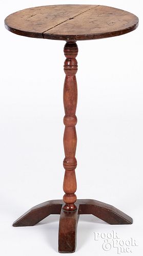 New England stained candlestand, mid 18th c.