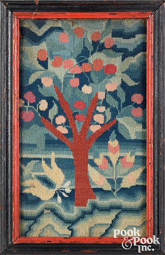 Canvaswork embroidery of an apple tree, mid 18th c