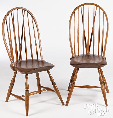 Pair of New England braceback Windsor chairs