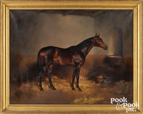 Ignac Konrad oil on canvas of a race horse