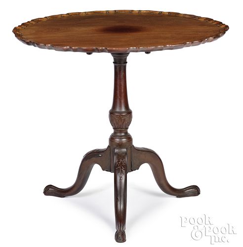 George III mahogany pie crust tea table, 18th c.