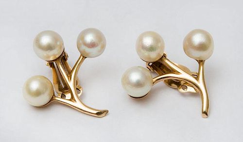 TWO PAIRS OF CULTURED PEARL EARRINGS
