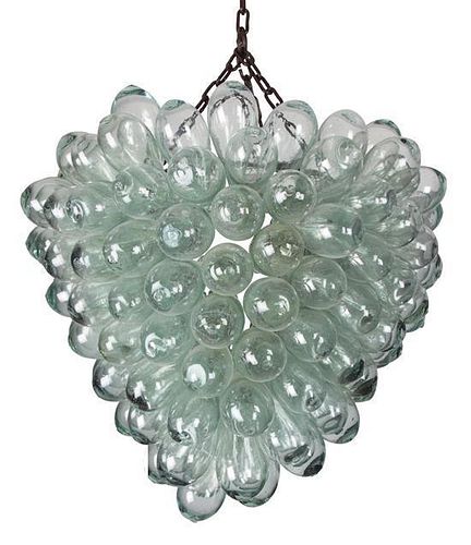 A Belgian Multiple Blown Glass Bulb Chandelier Height 14 inches.