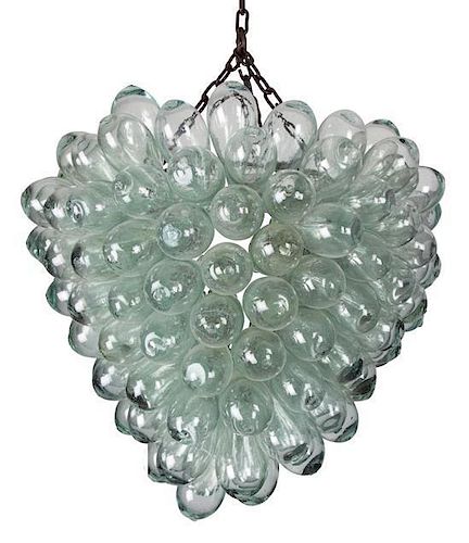 A Belgian Multiple Blown Glass Bulb Chandelier Height 15 inches.