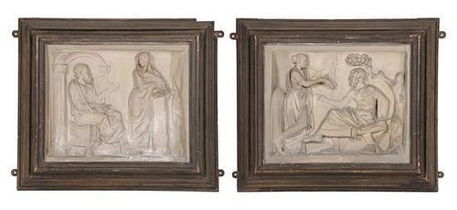 A Pair of Continental Plaster Relief Plaques 34 x 42 inches.