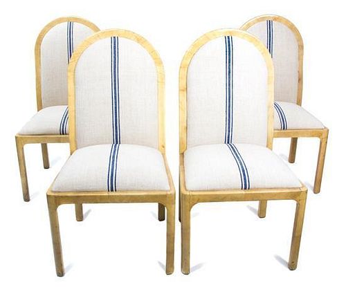 Four Lacquered Goat-skin Side Chairs Height 41 1/4 inches.