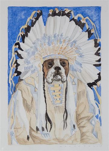 Nancy Jolly, (American, b.1945), Two works: Chief Sitting Bull Dog, Scout Hound, 1989
