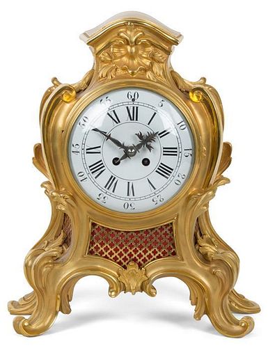 A Louis XV Style Gilt Bronze Bracket Clock Height 16 inches.