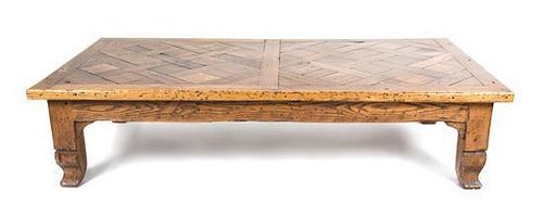 A Provincial Style Oak Low Table Height 17 1/2 x width 73 1/4 depth 39 inches.