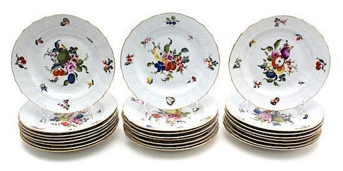 A Group of Herend Porcelain Plates Diameter 10 1/4 inches.