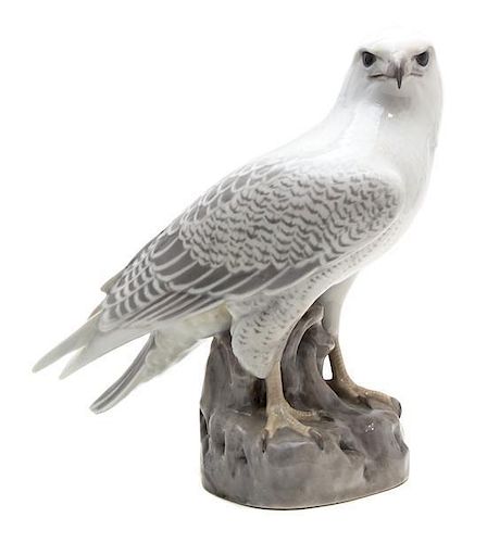 A Royal Copenhagen Porcelain Model of a Falcon Height 15 1/4 inches.