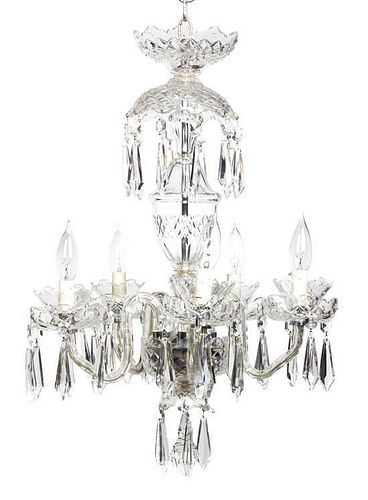 A Waterford Crystal Five-Light Chandelier Height 24 inches.