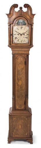 A George III Inlaid Walnut Dwarf Case Clock Height 57 inches.