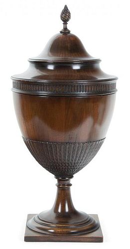A Regency Style Mahogany Urn-Form Cutlery Box Height 23 1/2 inches.