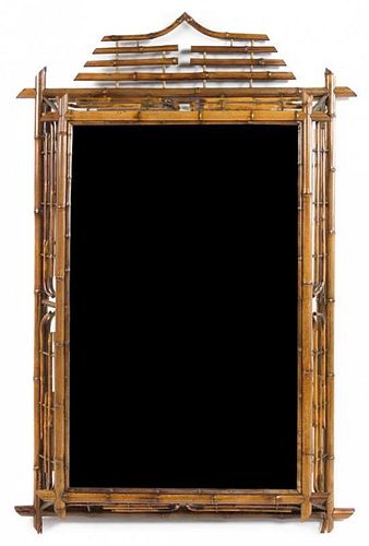 A Regency Style Bamboo Bordered Mirror 58 x 39 inches.