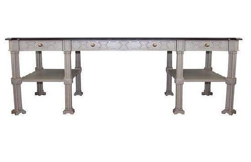 A Regency Style Desk Height 30 x width 66 x depth 32 inches.