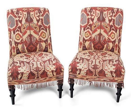 A Pair of Regency Style Slipper Chairs Height 31 1/4 inches.