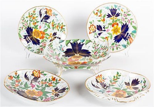 Twenty-Two Pieces English Coalport Porcelain, 19TH CENTURY, in the Bow pattern, comprising: 1 footed serving bowl 4 shaped se